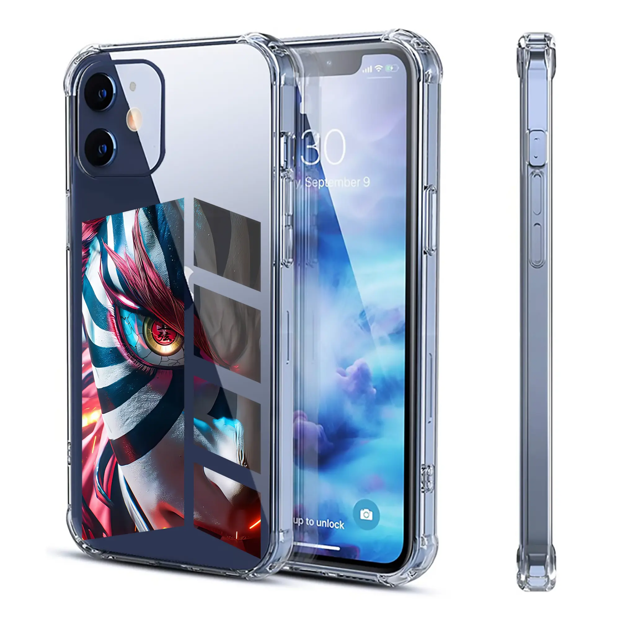 鬼滅の刃 グッズ,猗窩座 - IPhone 12シリーズ対応 ・ 透明スマホケース ・ クリアソフトケース ・ TPU素材 ・ 耐衝撃 ・ 高密着 ・ 防汚 防指紋 ・ 簡単着脱